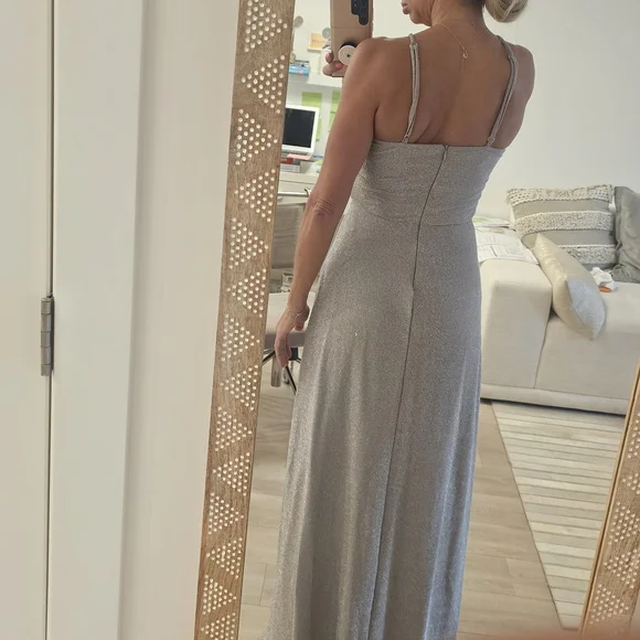 PatBO LUREX SILVER CUT OUT MAXI DRESS SZ 6 US - Picture 15 of 15